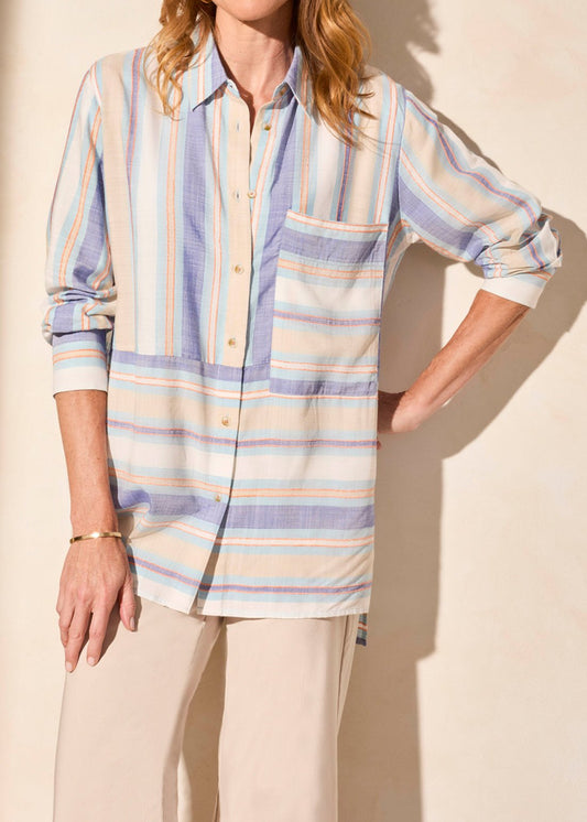 Tribal Long Sleeve Button Front Blouse-50% OFF