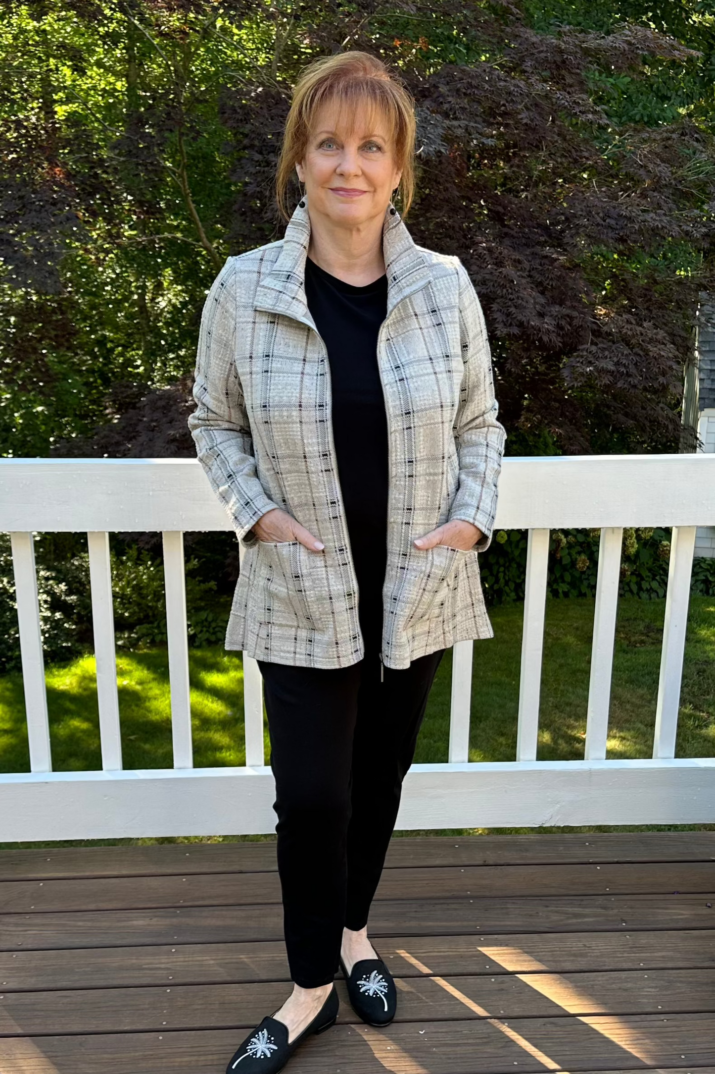 Habitat Speckle Knit Plaid Swing Jacket-50% OFF