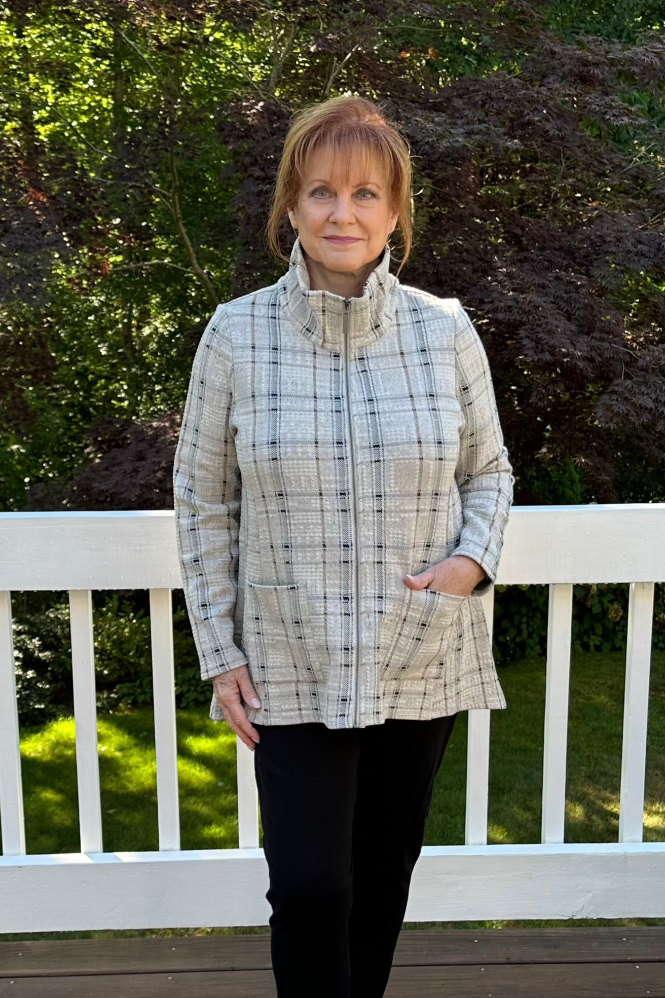 Habitat Speckle Knit Plaid Swing Jacket-50% OFF