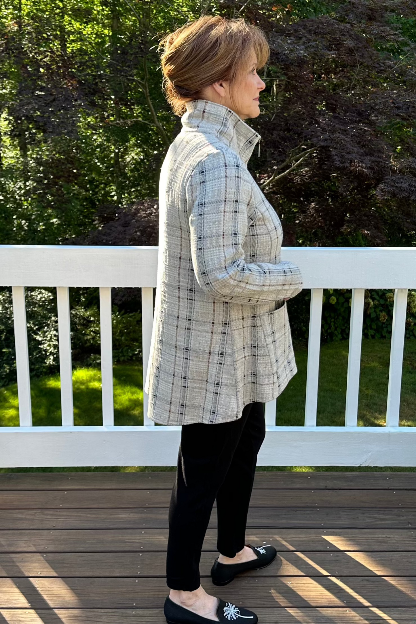 Habitat Speckle Knit Plaid Swing Jacket-50% OFF