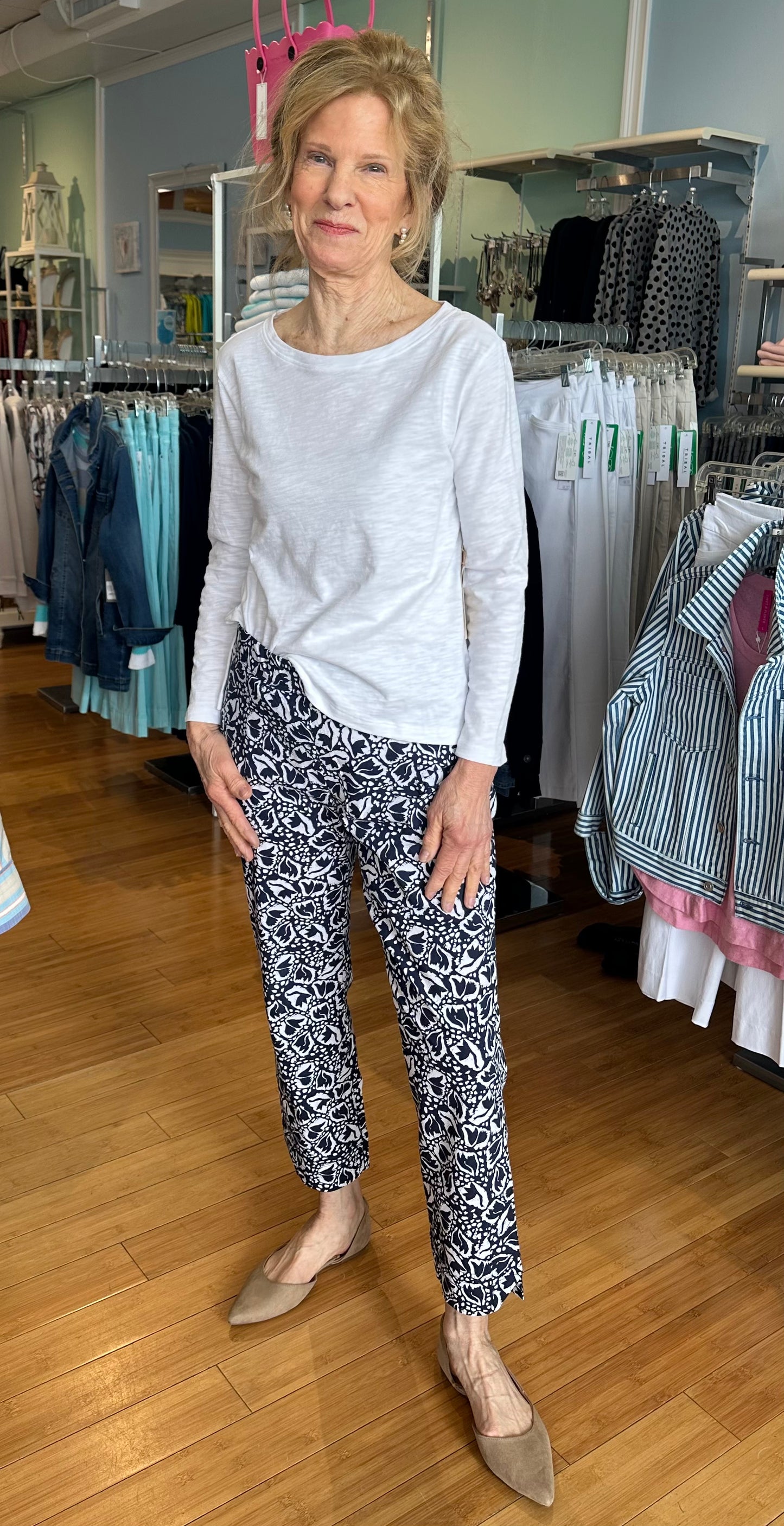 Foil Print Signature 7/8 Trapeze Pant