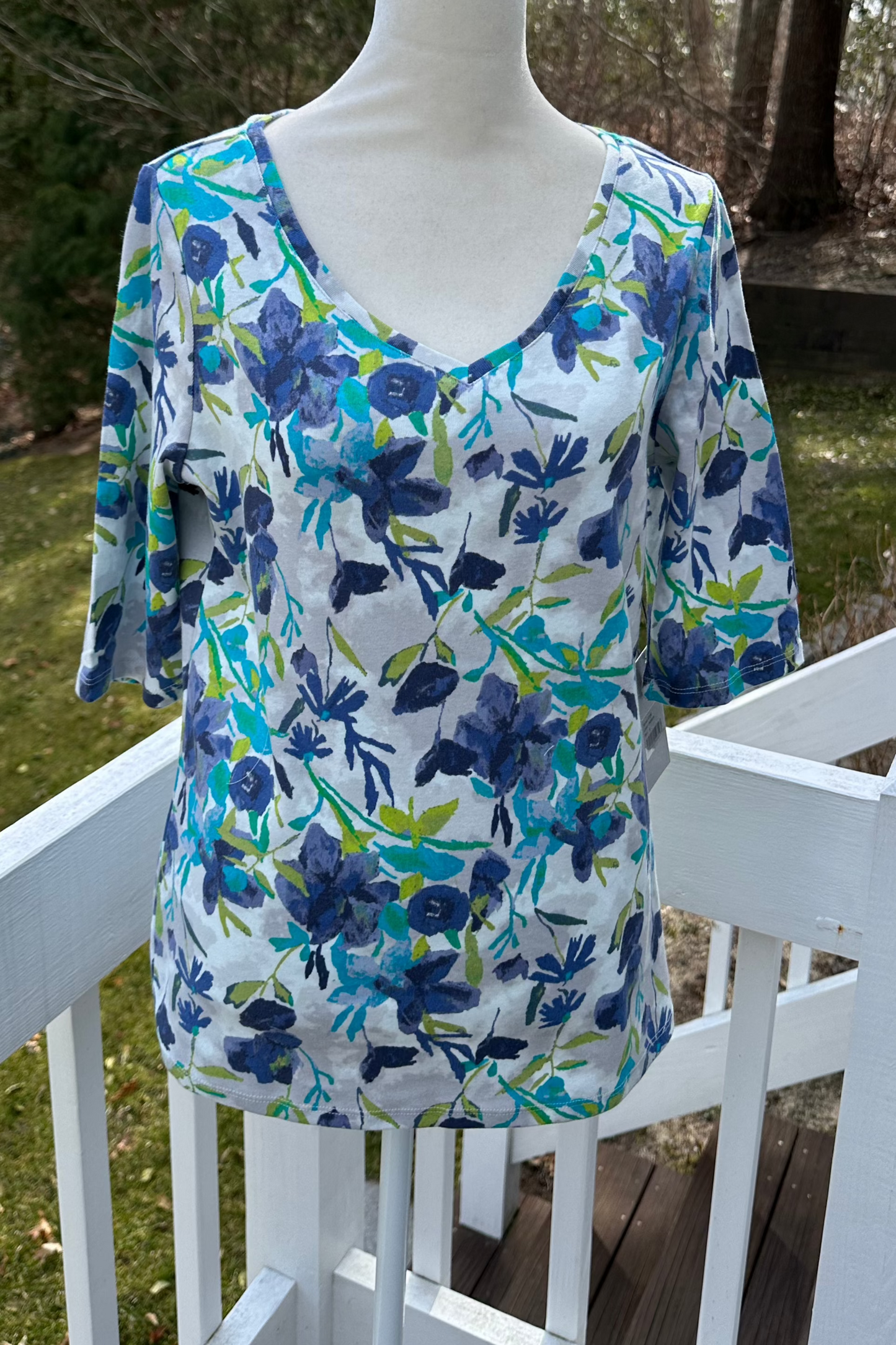 Habitat Cozy Rib Floral V-Neck Tee