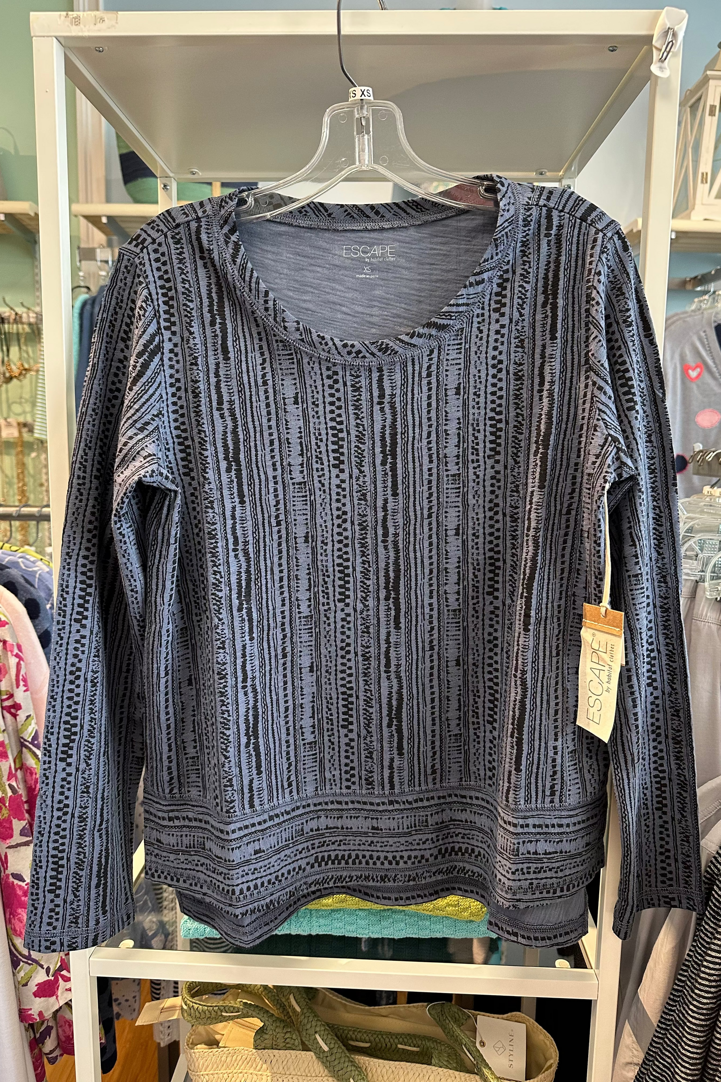 Escape Stripe Cotton Slub Easy Tee-NEW