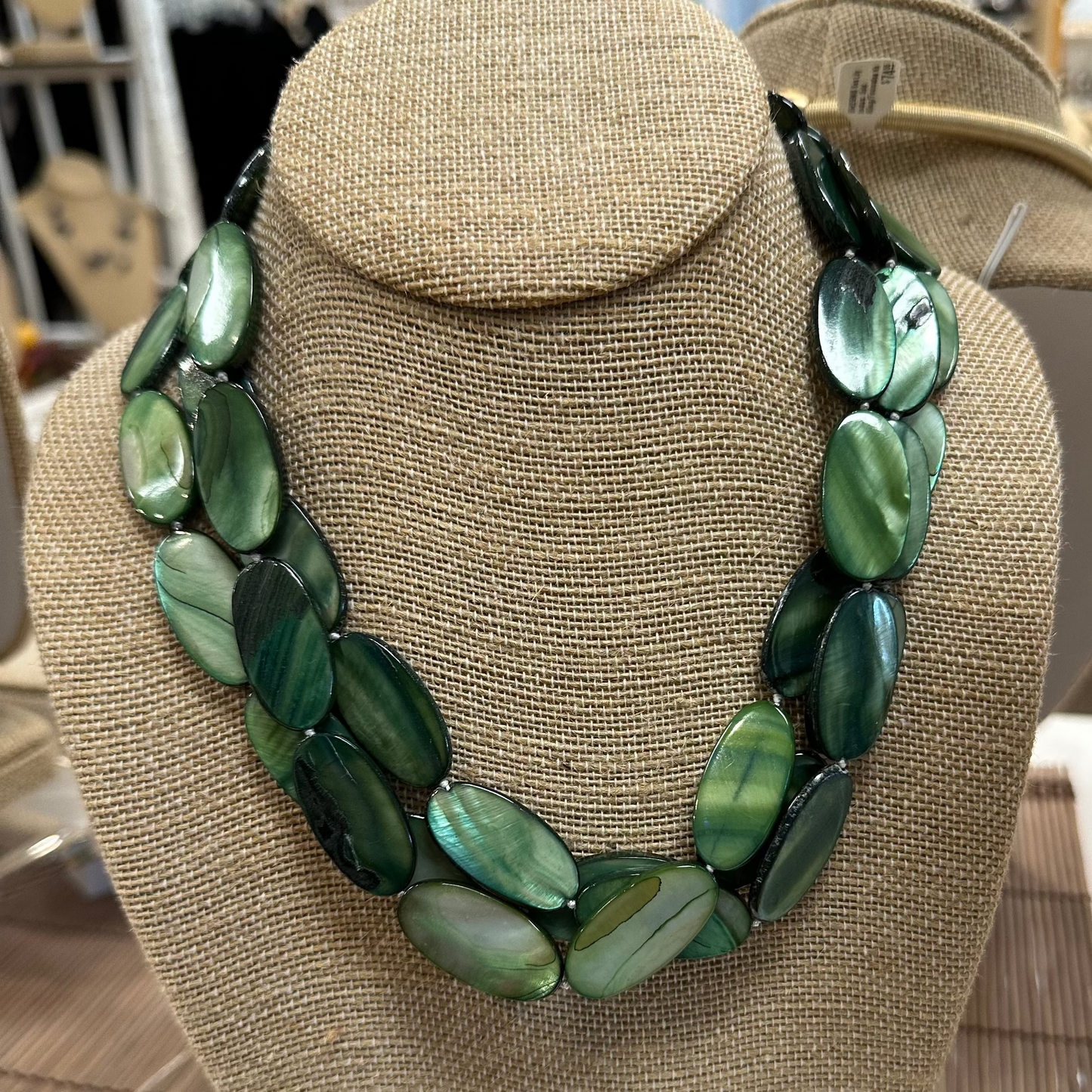 Sea Lily Oval Mother of Pearl Beaded Necklace
