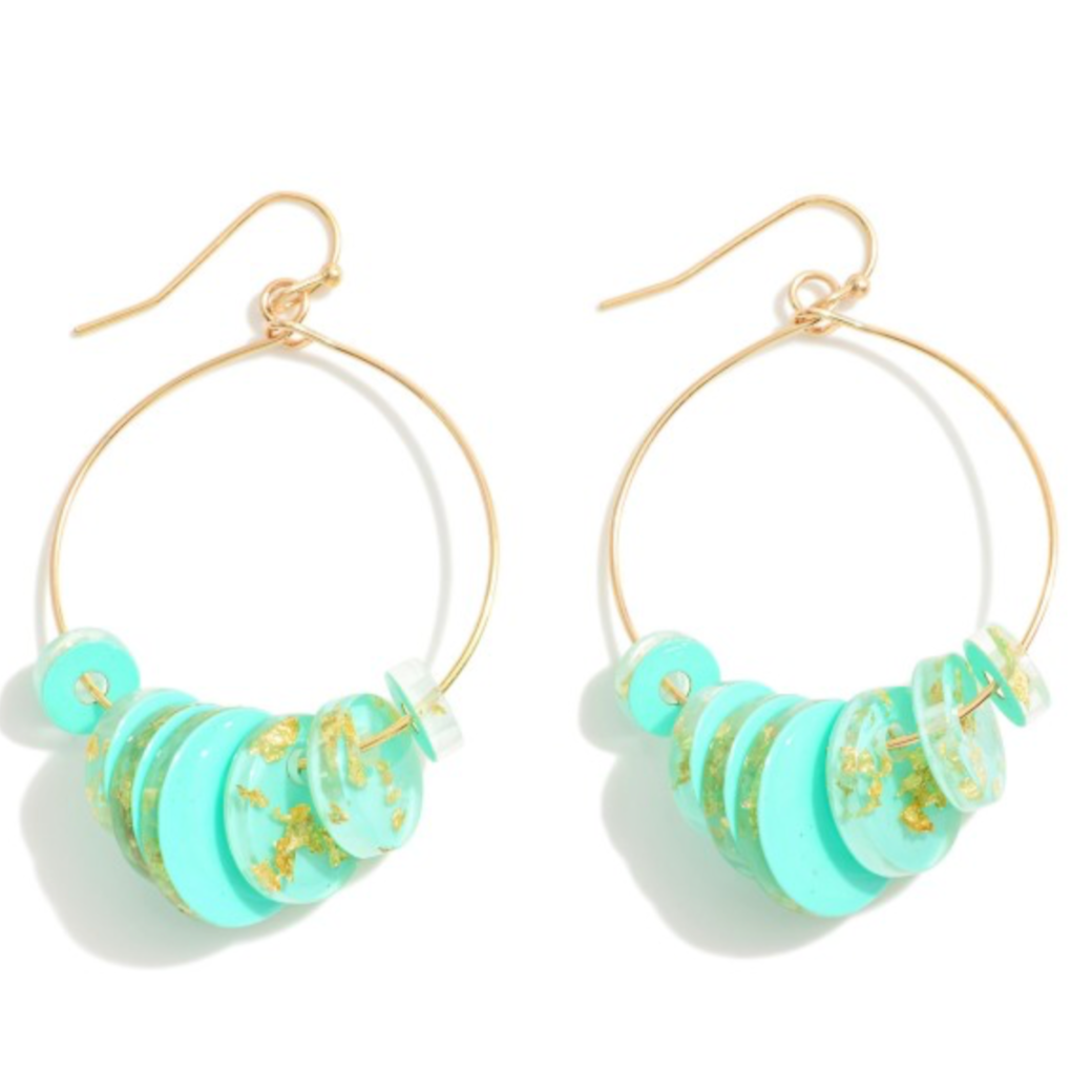 Resin Disc Earrings-Mint