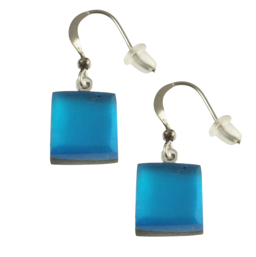Origin Square Button Resin Earrings