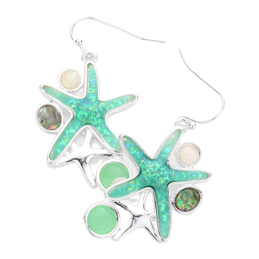 Glittered Starfish Dangle Earrings