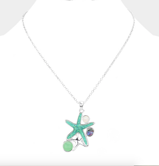 Glitter Starfish Pendant Necklace