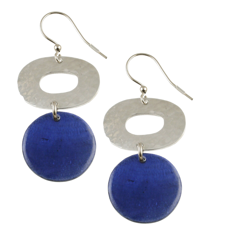 Origin Resin/Shell Earrings-Sapphire