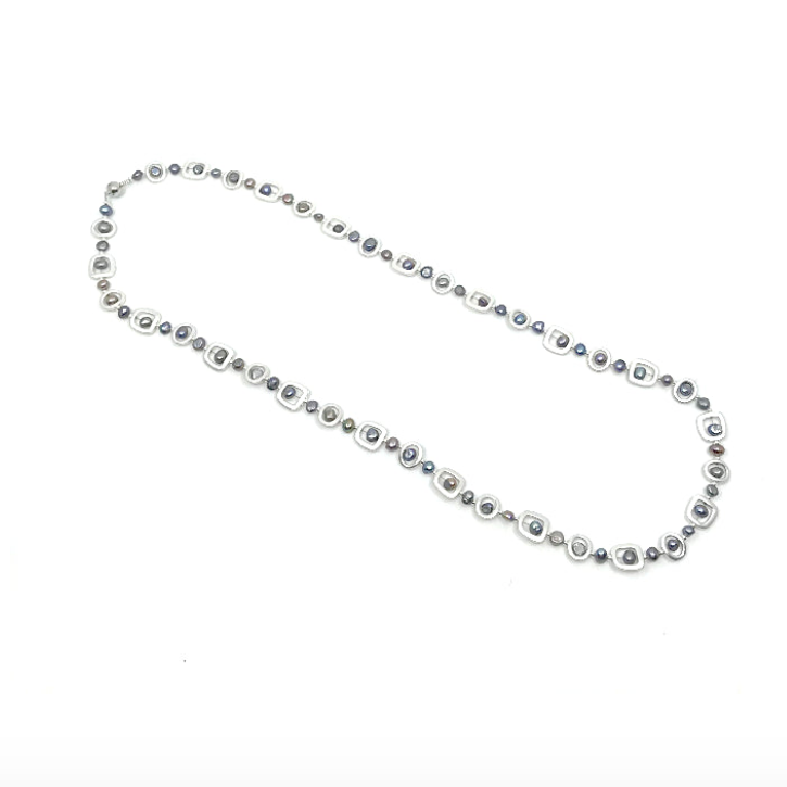 Sea Lily Matte SilverTone Pearl Necklace