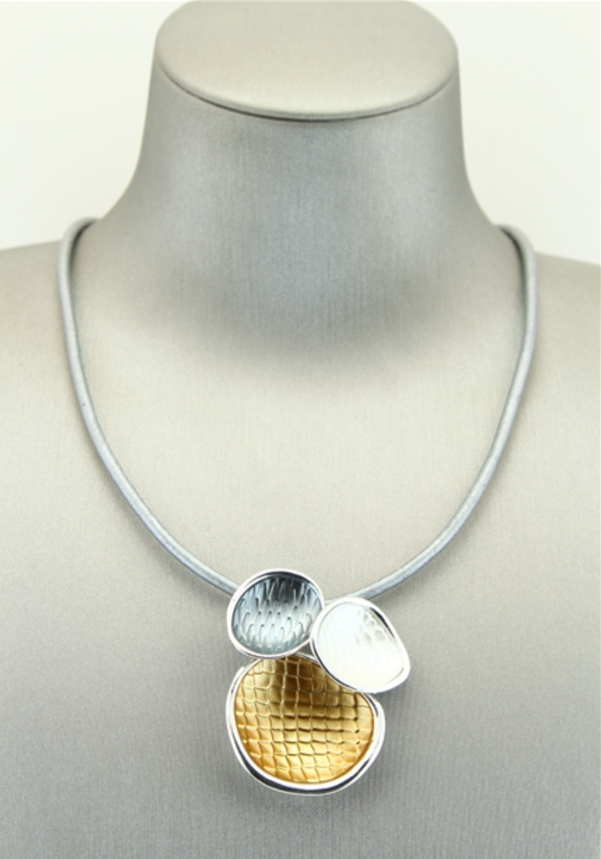 Tri Tone Textured Necklace