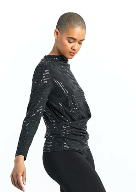 Clara Knit Shimmer Drape Neck Top