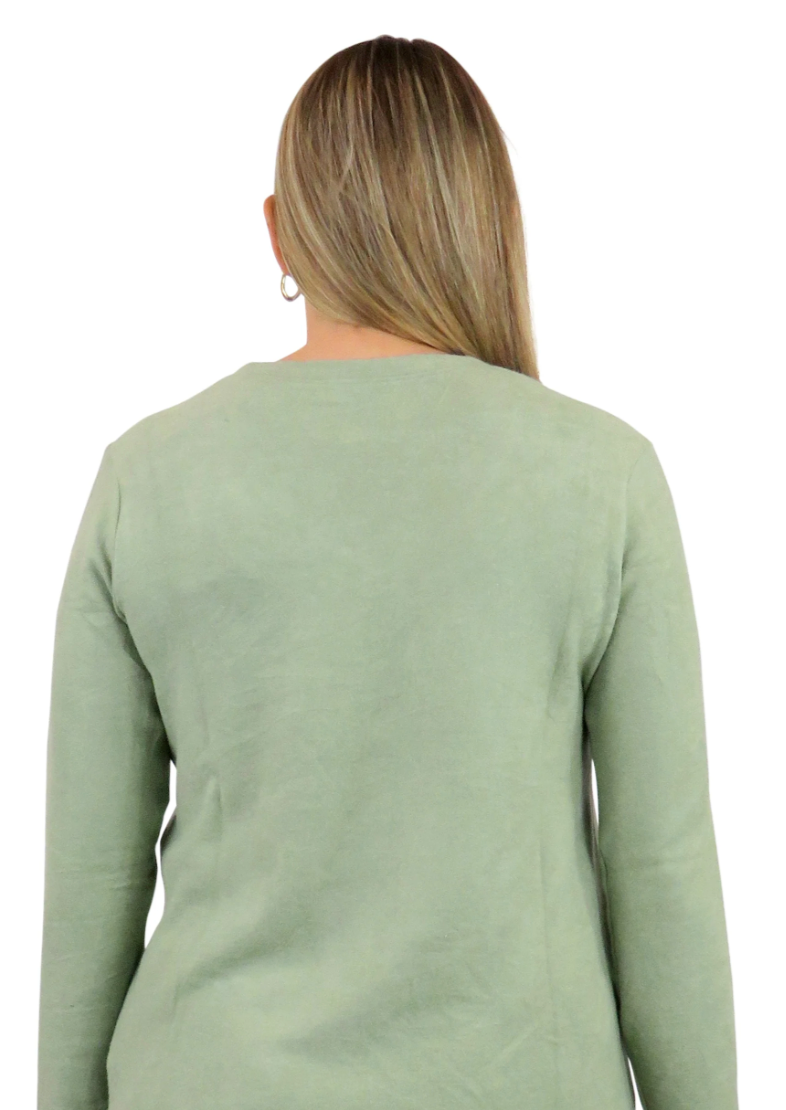 La Cera Long Sleeve V Neck Top