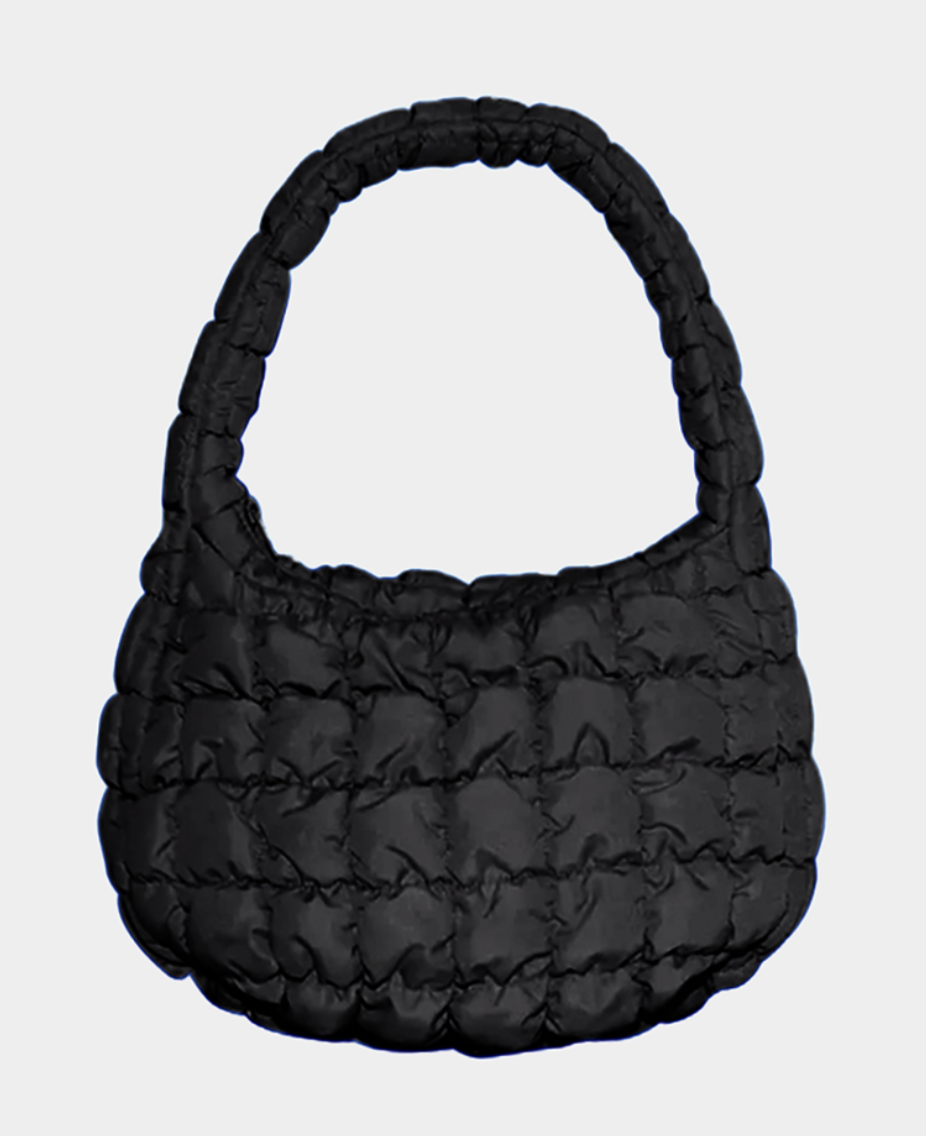 Quilted Puffer Tote/Shoulder Bag-Black