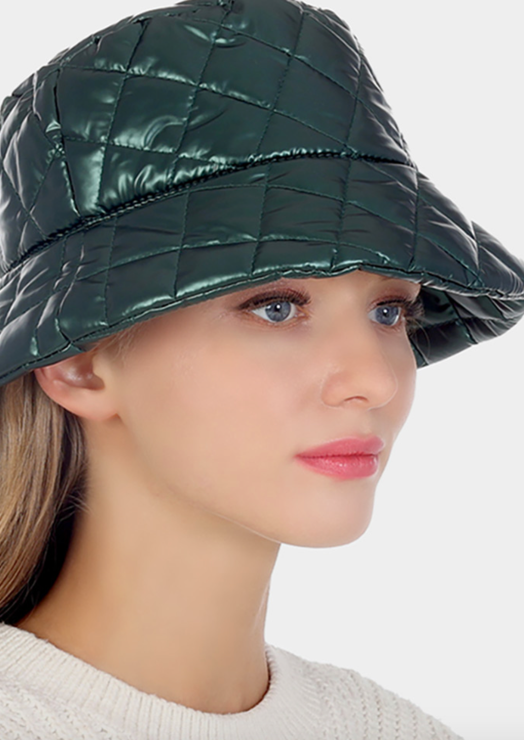 Quilted Puffer Bucket Hat-Dark Olive-50% OFF