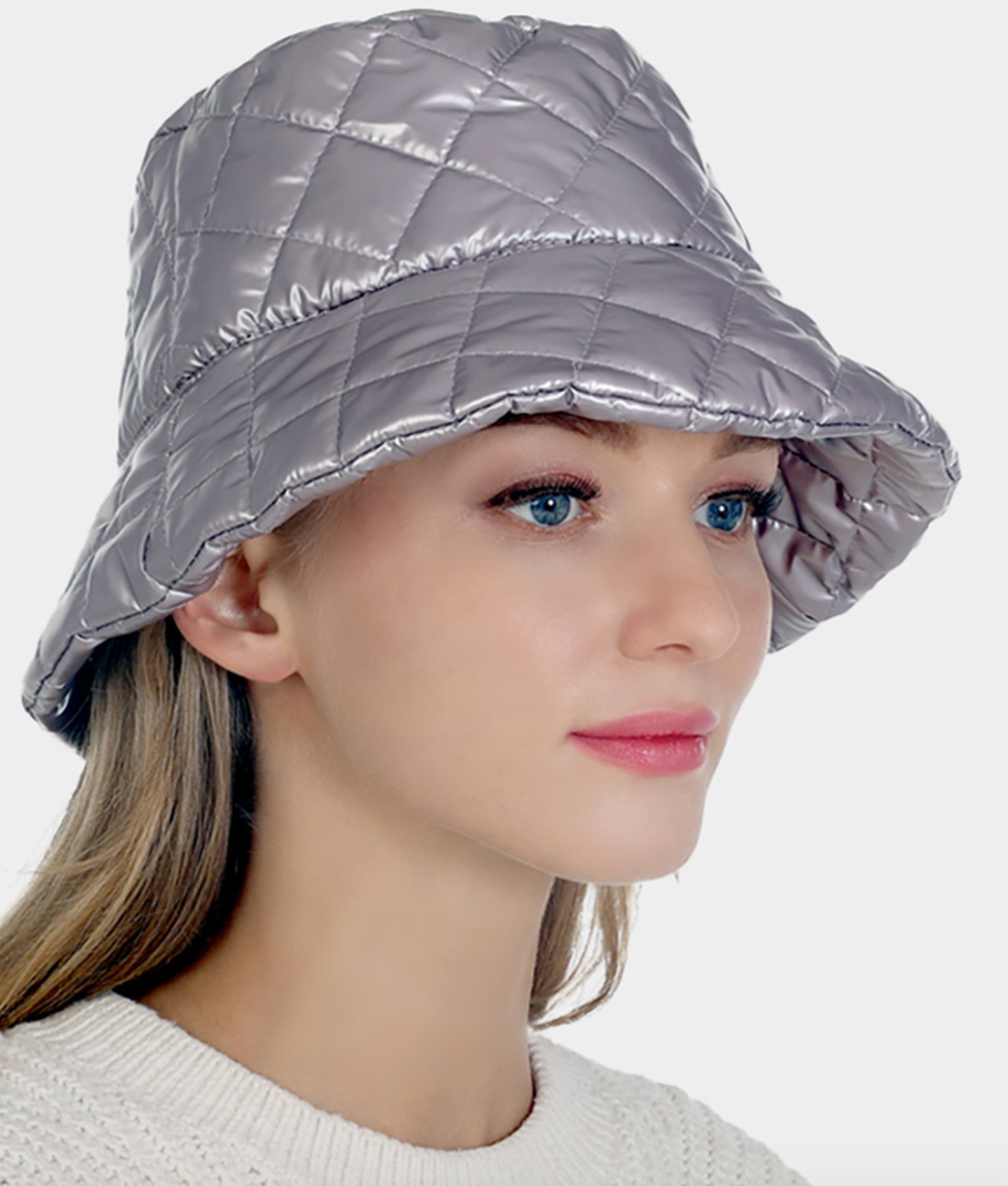 Quilted Puffer Bucket Hat-Light Pink-50% OFF