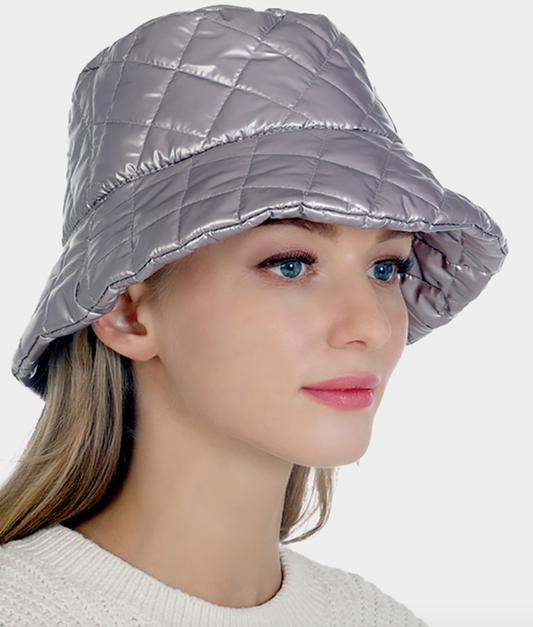 Quilted Puffer Bucket Hat-Light Pink-50% OFF