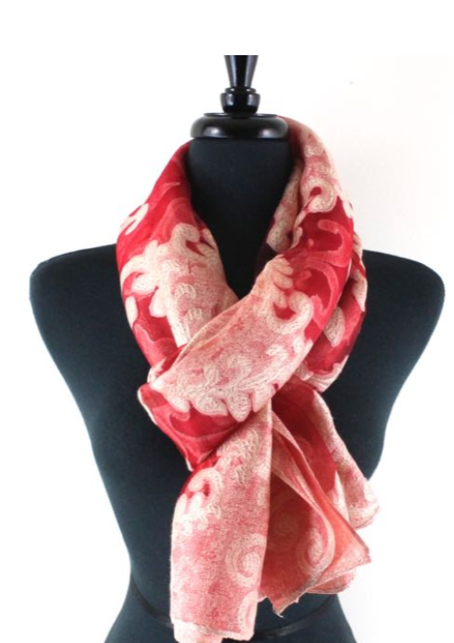 Shanghai Night Scarf-Red/Gold