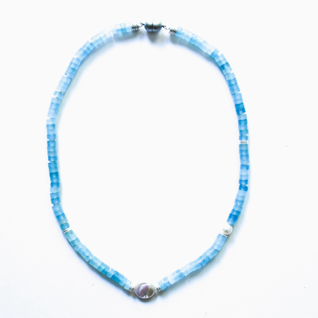 Sea Lily Aqua Quartz Necklace-RESTOCKED