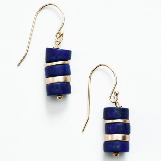 Sea Lily Lapis Stacked Earrings