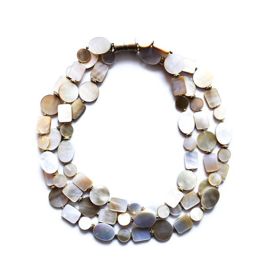 Sea Lily Ovals & Rounds Necklace-Beige