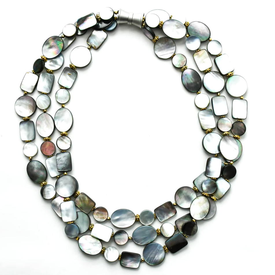 Sea Lily Mother of Pearl 3 Strand Necklace-NEW