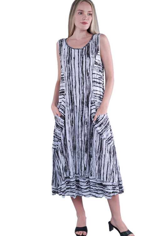 Shana Crinkle Stripe Zip Back Dress