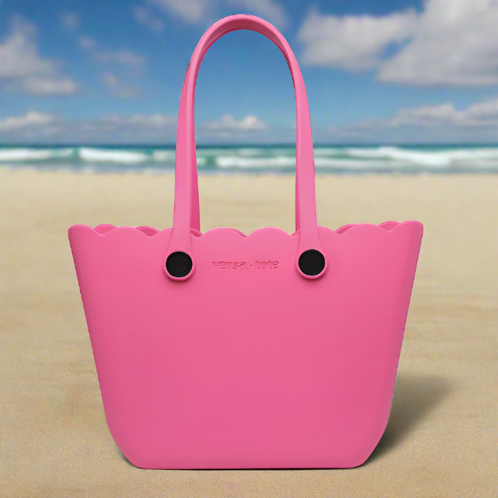 Rose Scalloped Versa Tote-Hot Pink