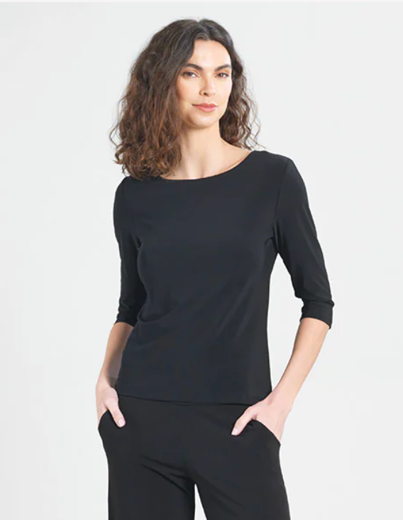 Clara SunWoo Half Sleeve Scoop Neck Top