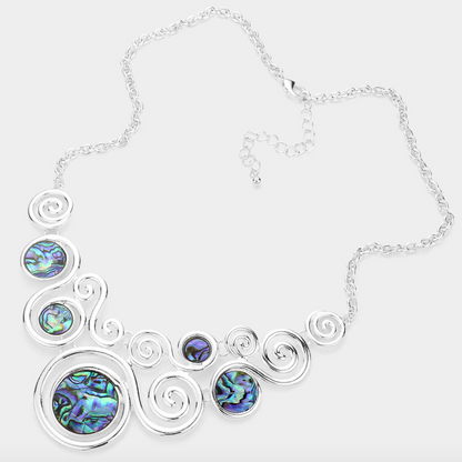 Abalone Swirl Pendant  Necklace