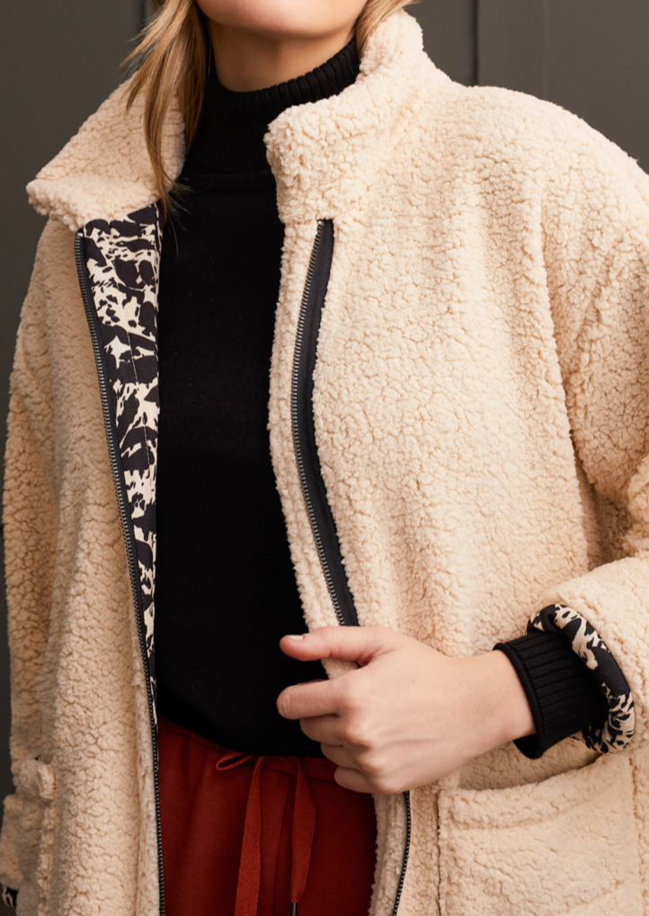 Tribal Lightweight Sherpa Coat-50% OFF