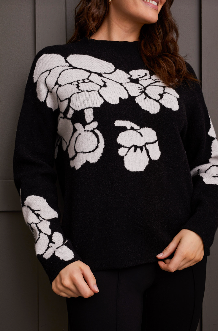 Tribal Long Sleeve Funnel Neck Sweater-50% OFF