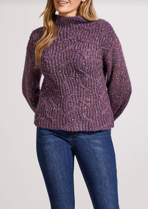 Tribal Oversize Funnel Neck Sweater-50% OFF