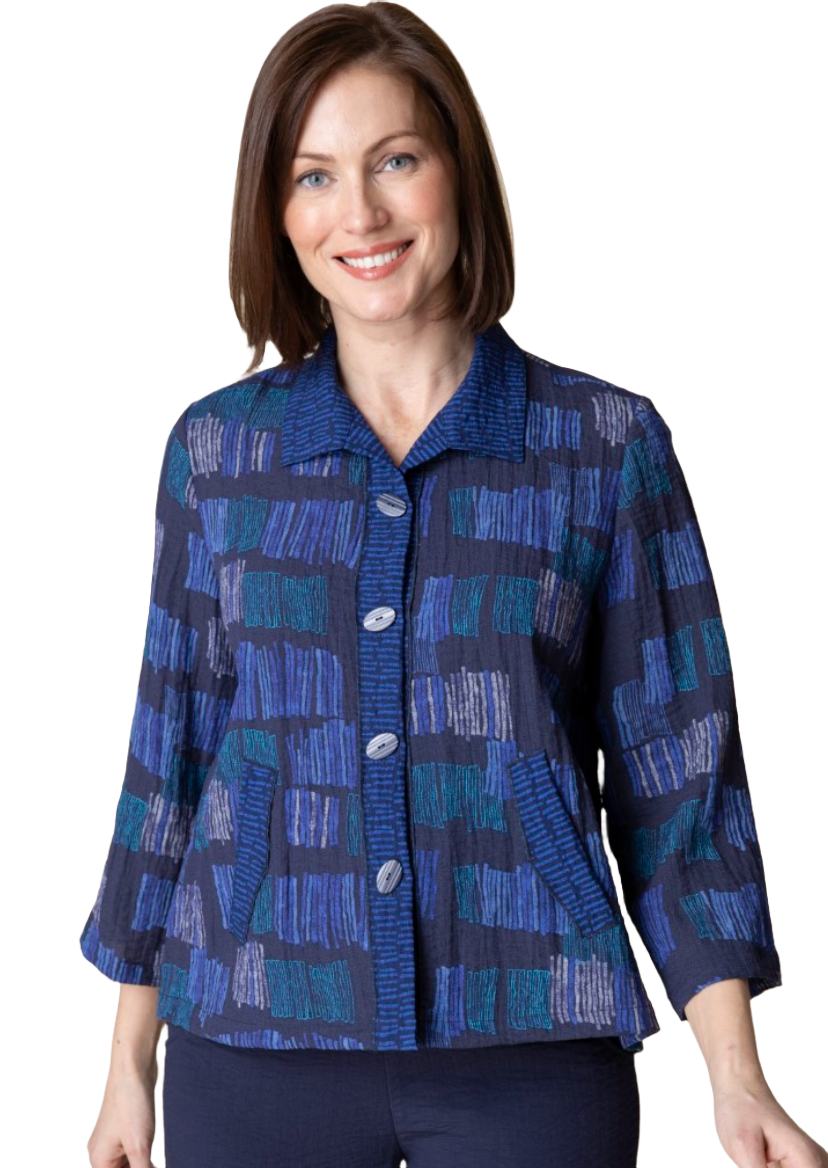 BASIA DESIGNS Provocatec Lightweight Teal Check Press Pattern Long Jacket - 120USD w outlet Free Shipping in Continental U.S.