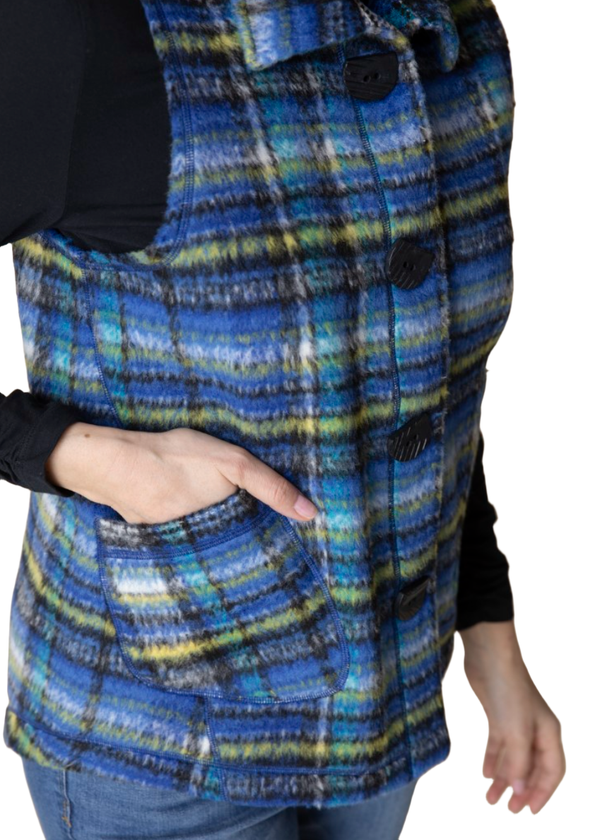 Habitat Tartan Angled Pocket Vest-50% OFF