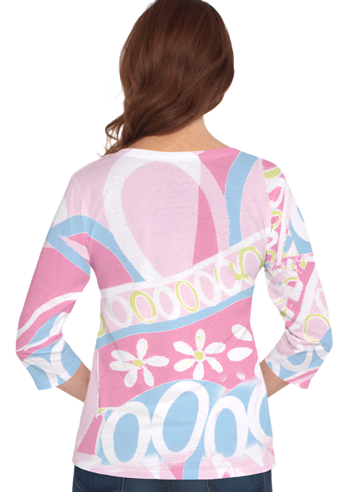 Whimsy Rose 3/4 Sleeve V-Neck Top