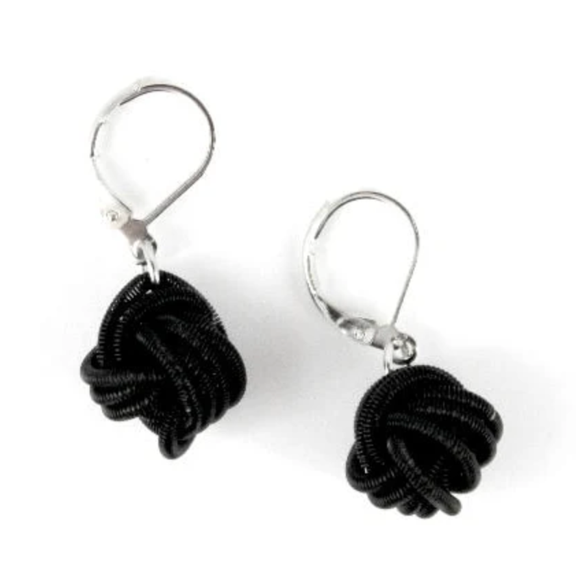 Sea Lily Black Piano Wire Knot Earring
