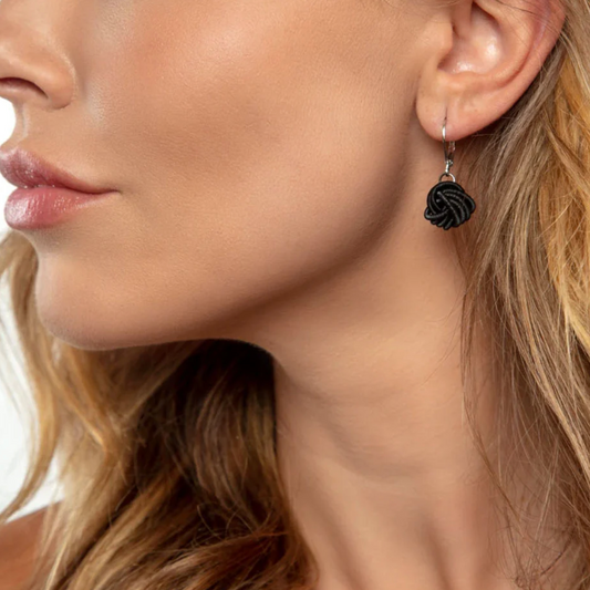 Sea Lily Black Piano Wire Knot Earring