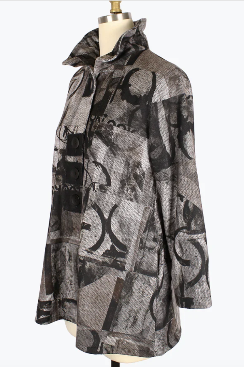 Damee Multi Print Long Jacket-50% OFF