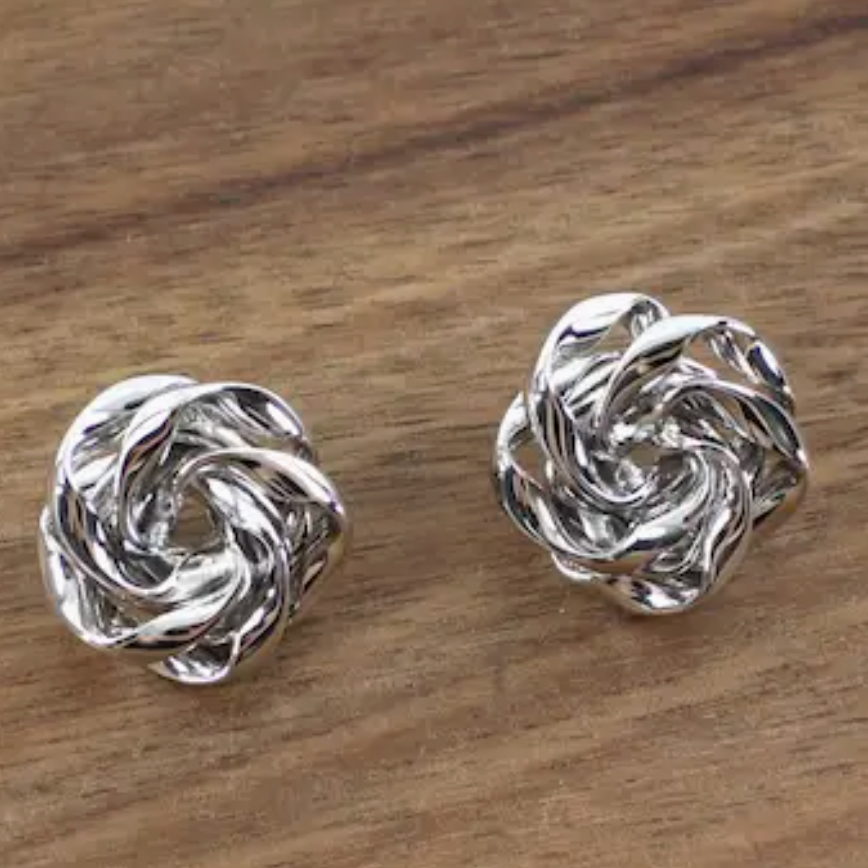 Silver Rose Stud Earrings