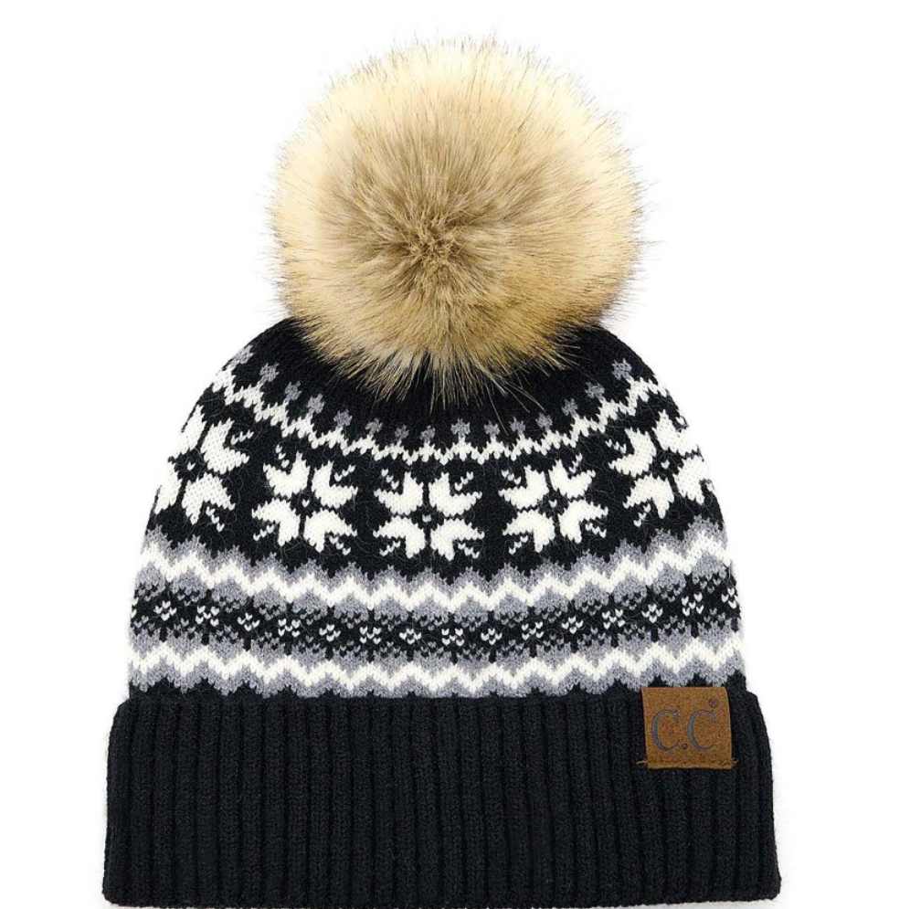 Nordic Fair Isle Hat-Black-50% OFF