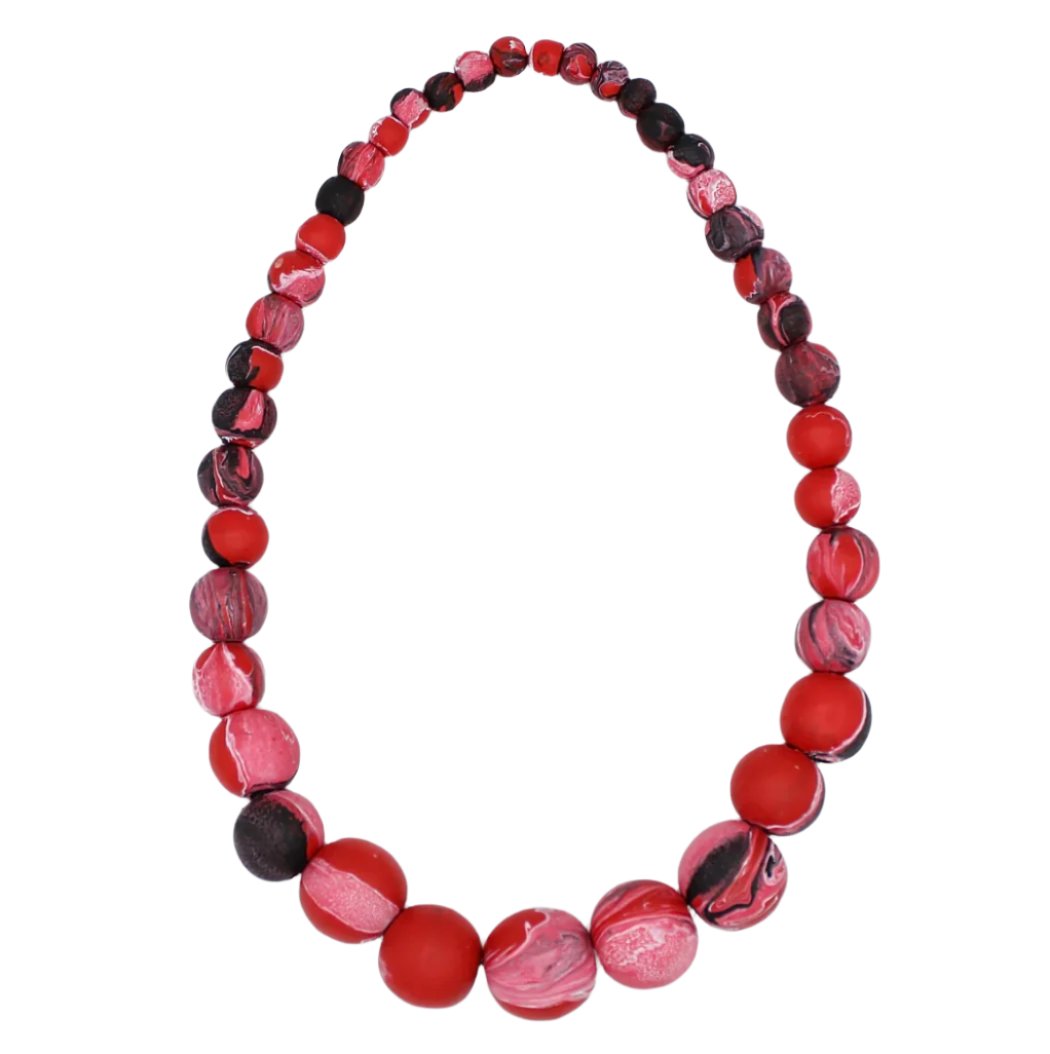 Kori Beaded Necklace-Red/Black