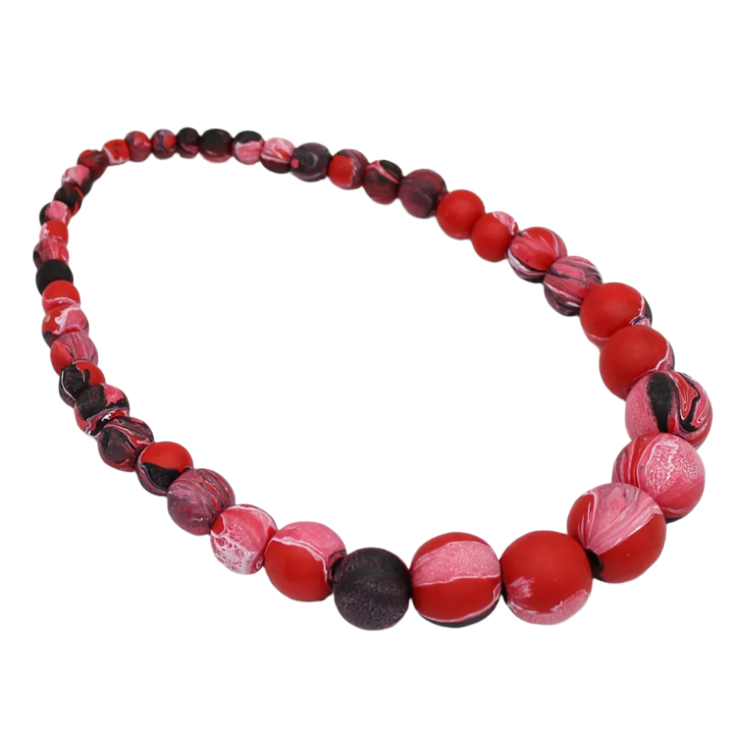 Kori Beaded Necklace-Red/Black
