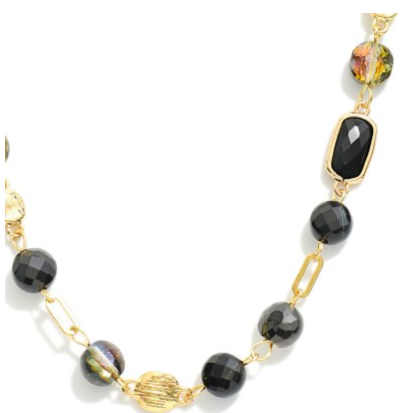 Beaded Chain Necklace-Black