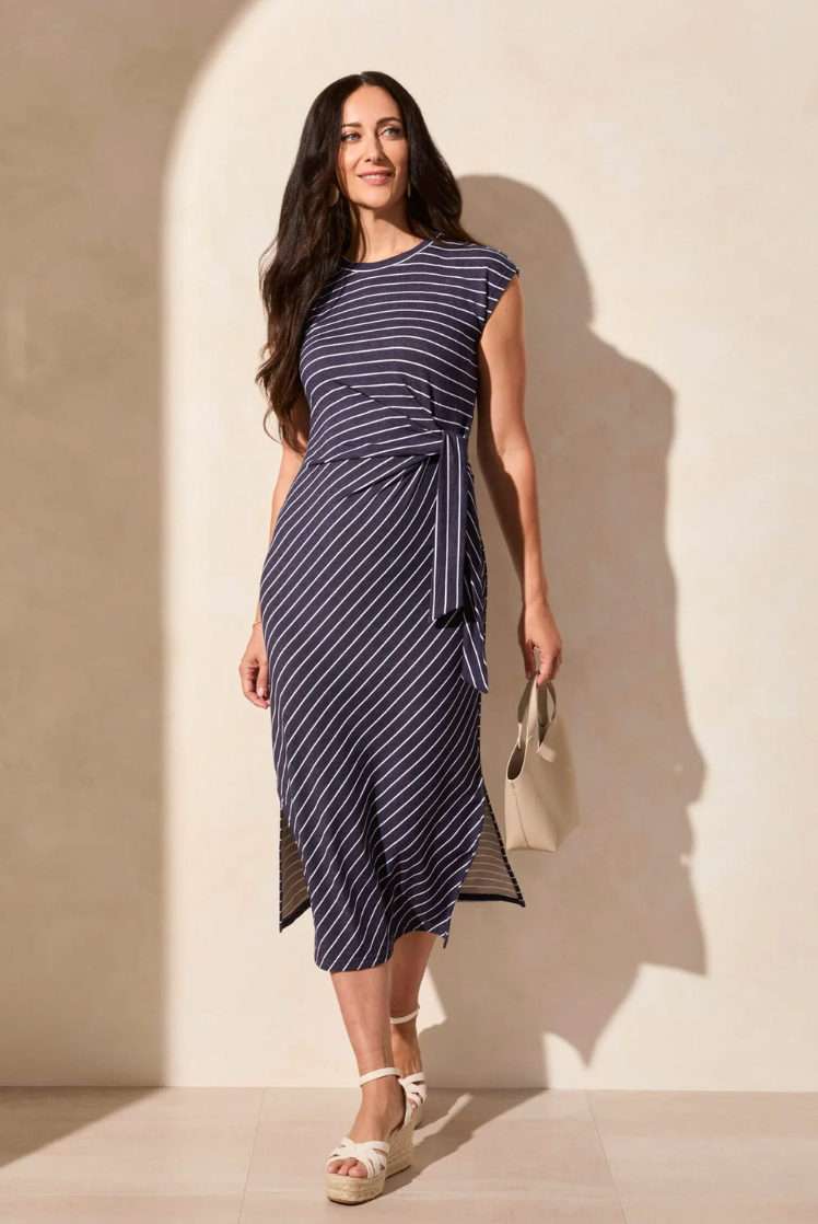 Tribal French Terry Nautical Stripe Dress