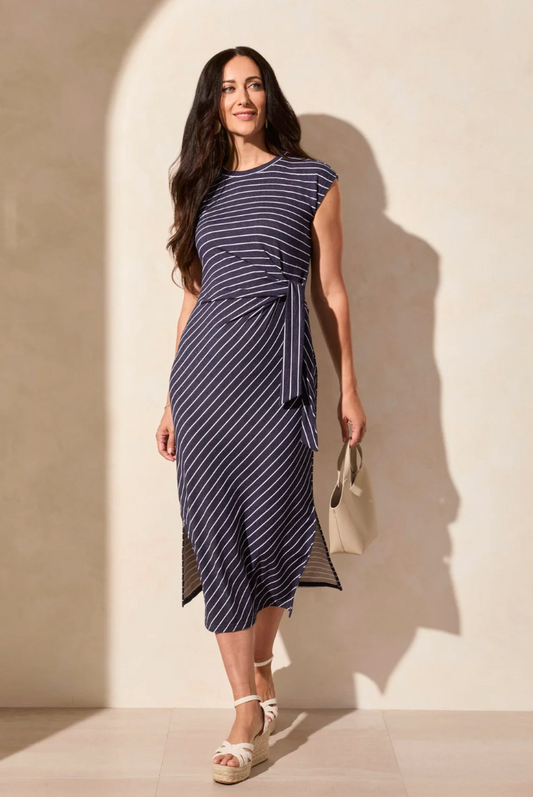 Tribal French Terry Nautical Stripe Dress-50% OFF