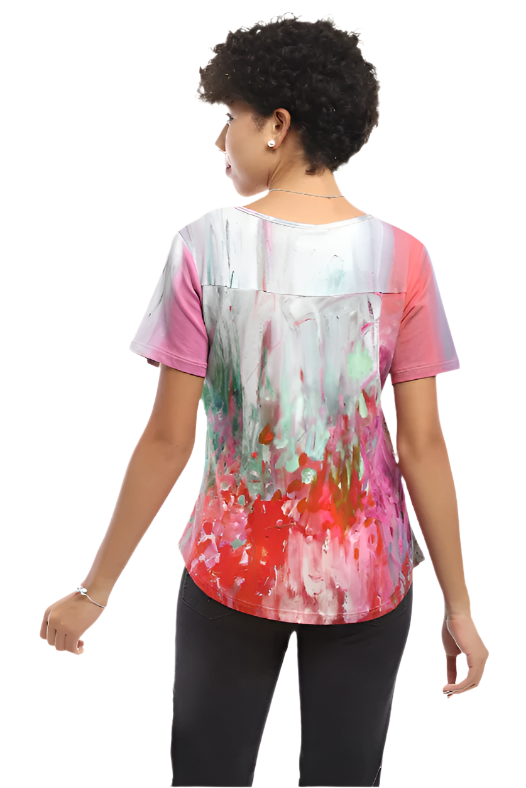 Parsley & Sage Jardin Short Sleeve Button Detail Top