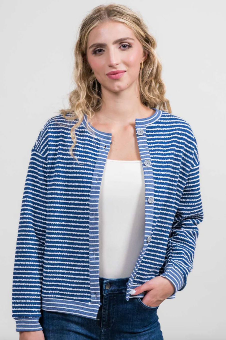 Trisha Tyler Stripe Button Front Cardigan