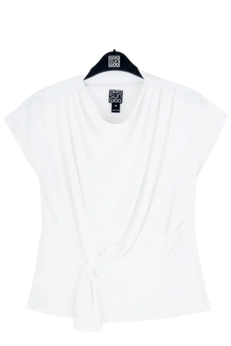 T293 Clara SunWoo Drape Neck Loop Front Top