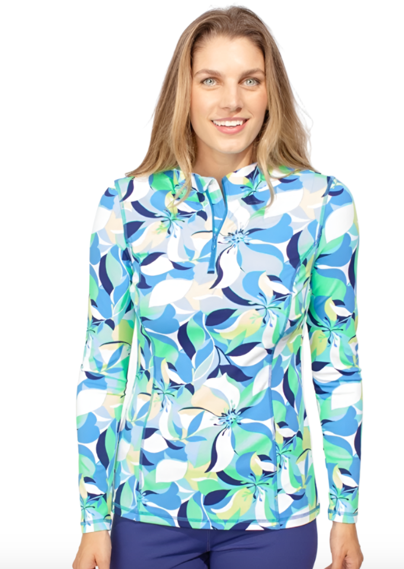 Escape Print UPF 1/4 Zip Top